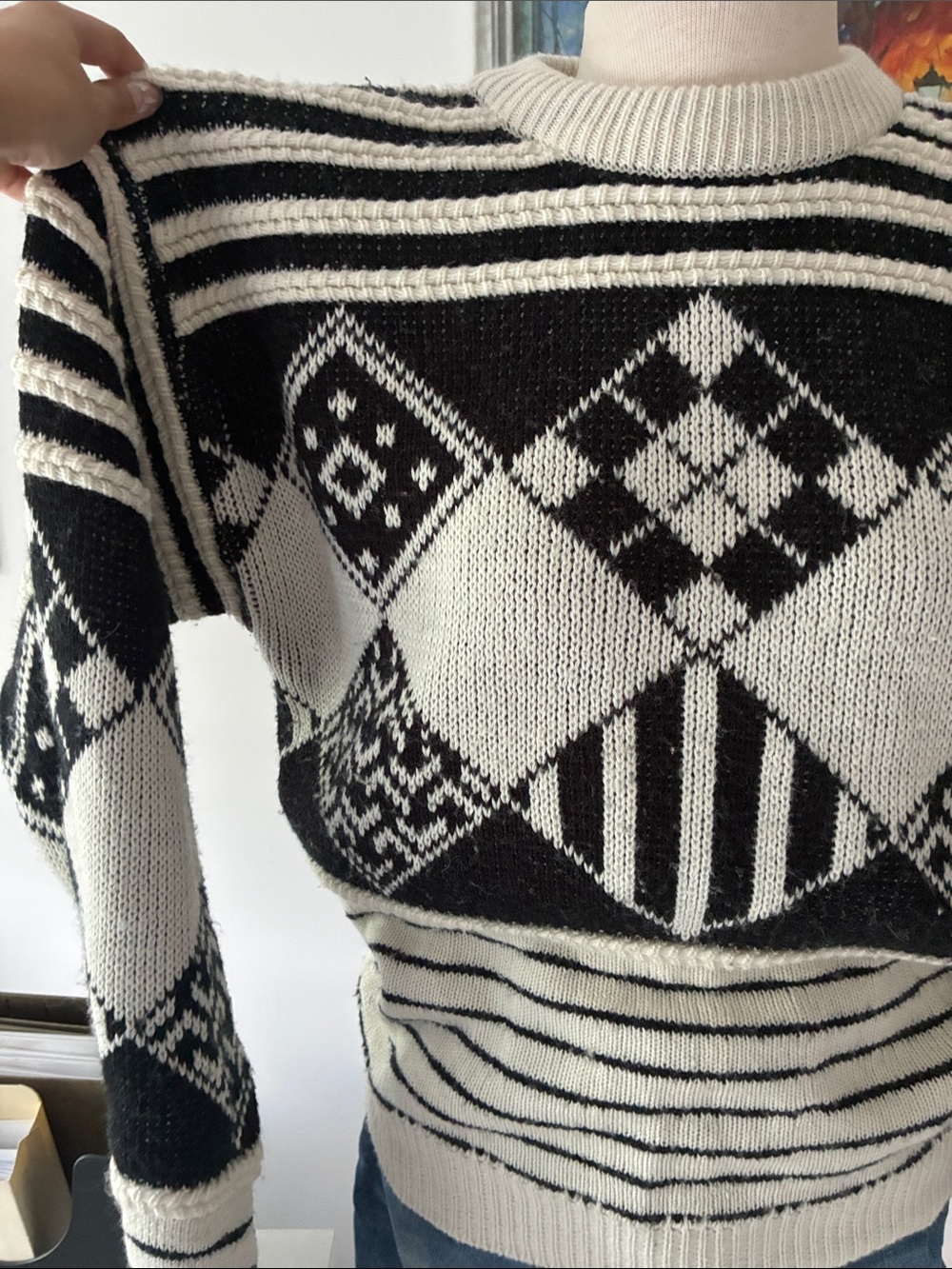 Vintage black and White sweater medium - Picture 6 of 6